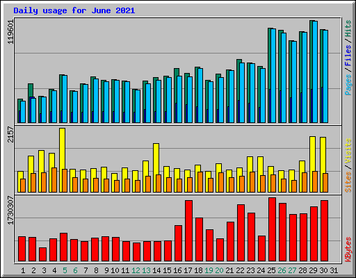 Daily usage for June 2021