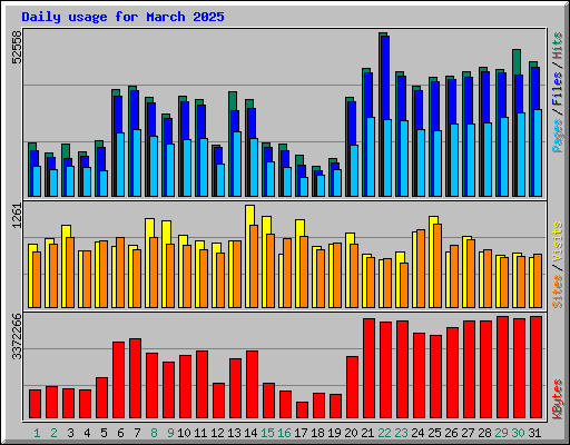 Daily usage for March 2025