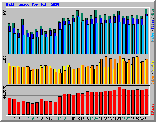 Daily usage for July 2025